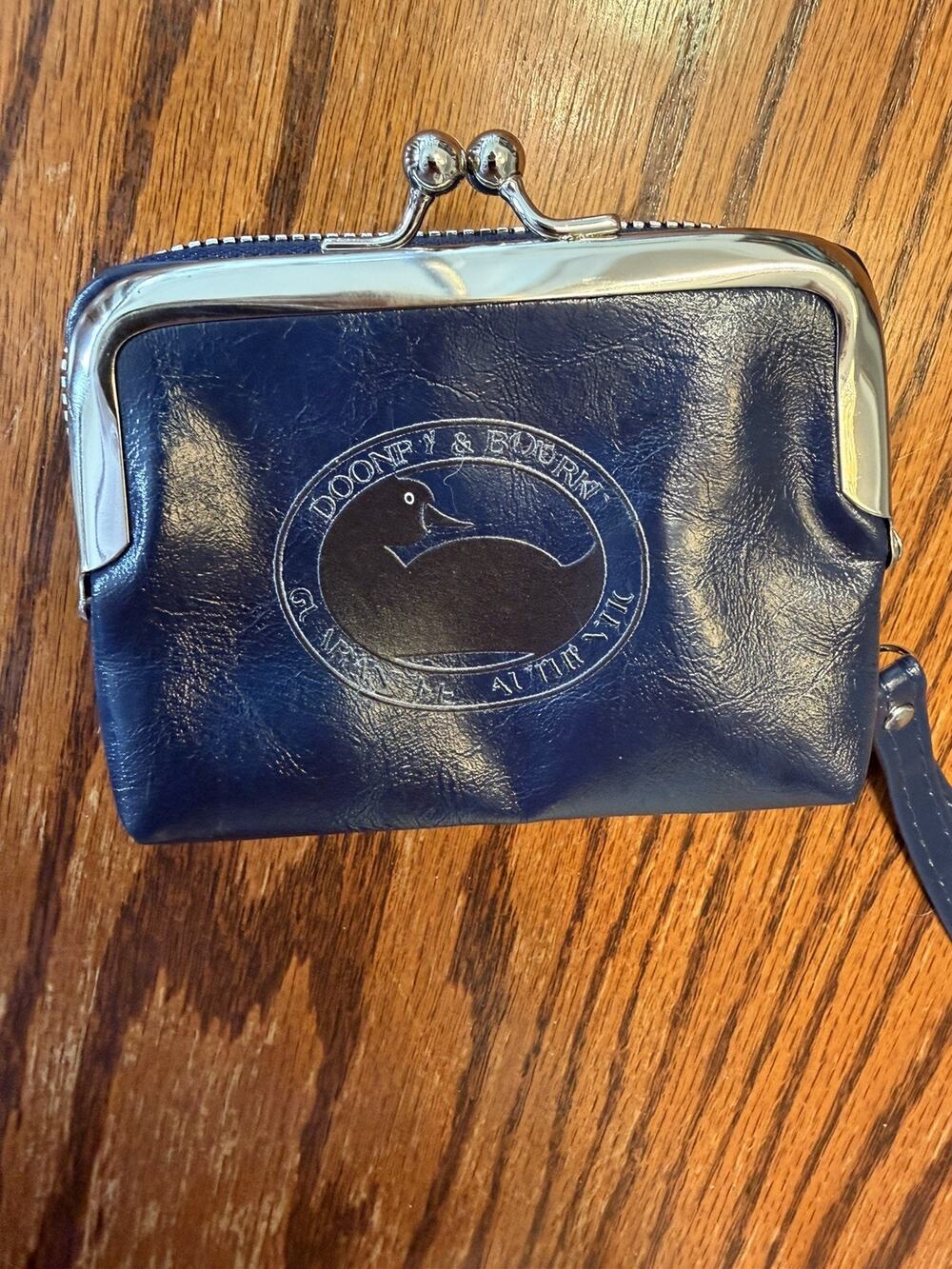 Vintage Dooney Bourke 2 in 1 Detachable Kiss Lock Coin Purse Wristlet Blue MINT